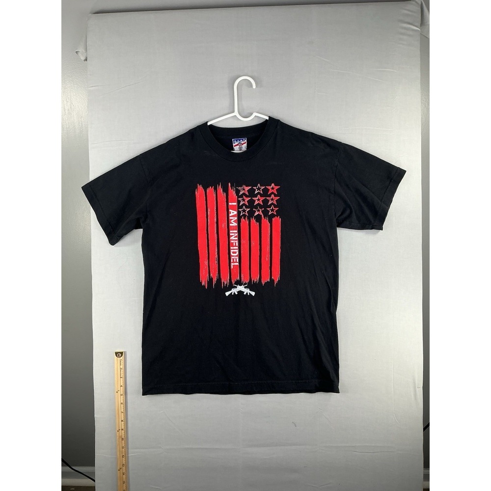 Union Made USA Men's XL Black Graphic T-Shirt American Flag Cotton Tee
